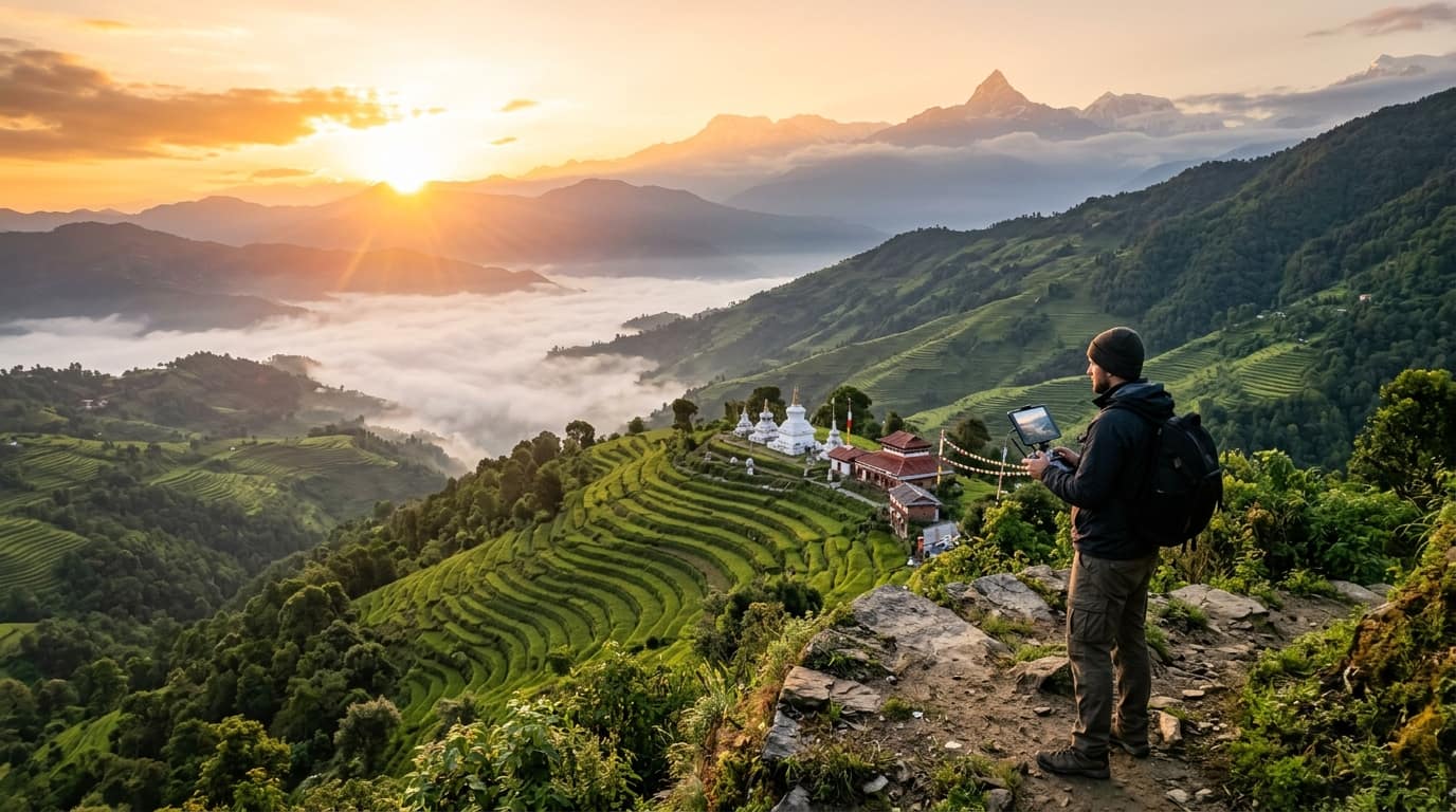 Aerial drone cinematography across Nepal